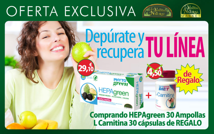 Oferta de Marzo: Por la compra de Hepagreen 30 ampollas de Phytogreen por 29,10€, llévate de regalo L-Carnitina 30 capsulas de Phytogreen valorado en 4,50€ Oferta de Marzo: Por la compra de Hepagreen 30 ampollas de Phytogreen por 29,10€, llévate de regalo L-Carnitina 30 capsulas de Phytogreen valorado en 4,50€