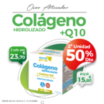 Oferta Octubre: Por la compra de un Colágeno Hidrolizado Q10 20sobres Phytogreen, la segunda unidad al 50%! Cuida tus articulaciones, huesos y piel!